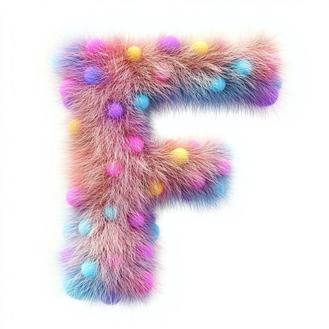 毛绒字母彩色斑点设计