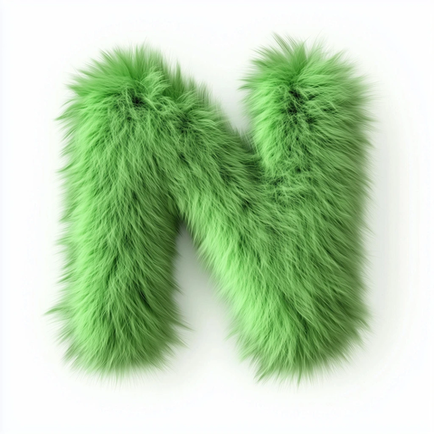 绿色毛绒字母柔和光影