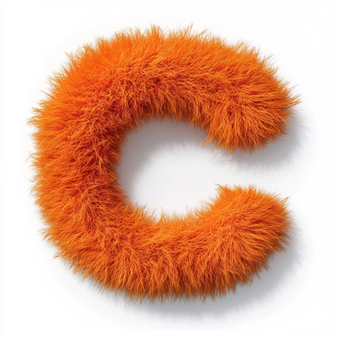 橙色毛发字母设计