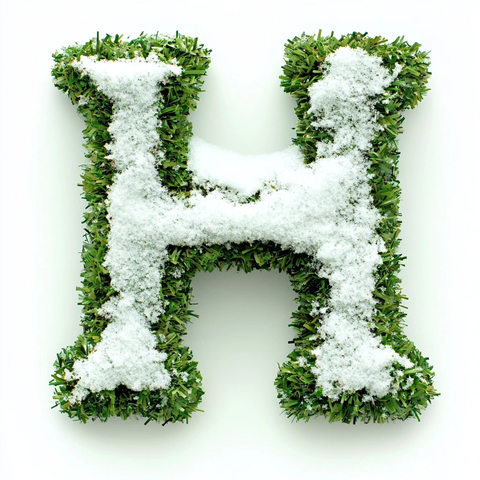 绿色字母覆盖雪景