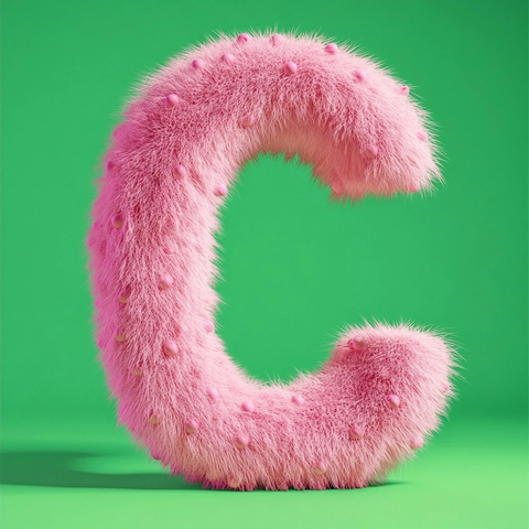 粉色点状毛绒字母绿背景