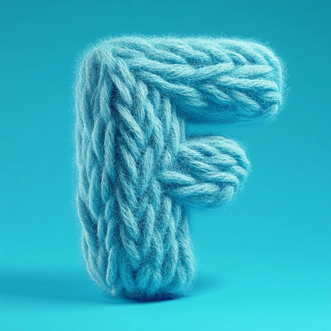 羊毛球编织的青色字母