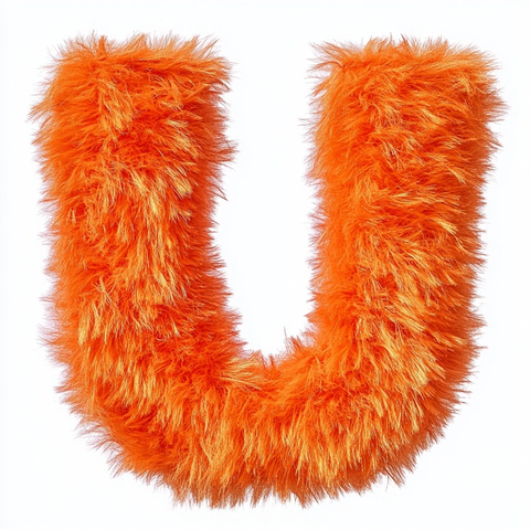 橙色绒毛字母插画
