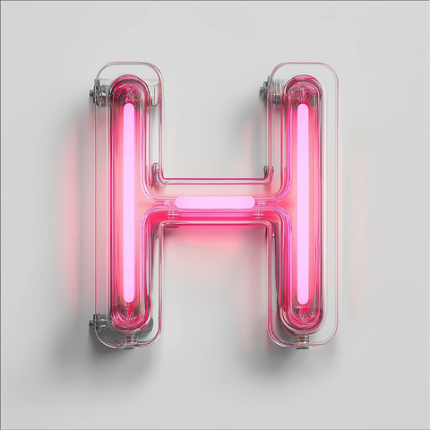 透明倾斜字母霓虹灯