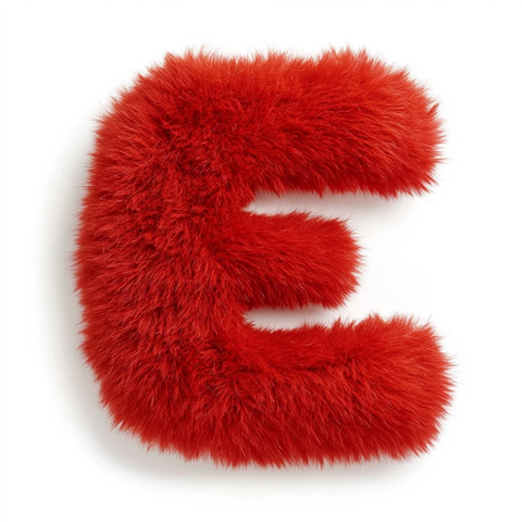 红色绒毛字母特写