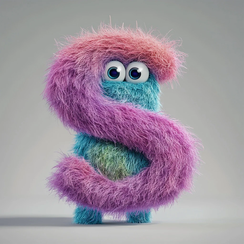 彩色毛茸茸怪兽字母