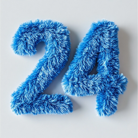 蓝色软毛数字白色背景