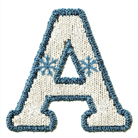 雪花字母冬季编织图案