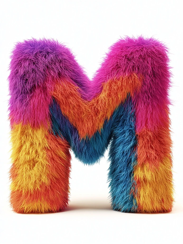 柔软绒毛立体字母设计