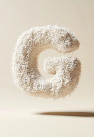 奶油背景上的毛发材质字母