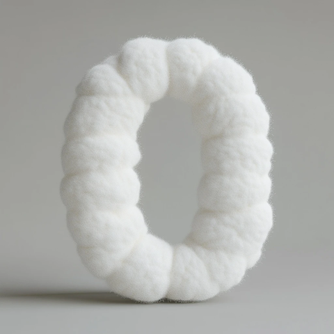 纯白棉花纤维立体数字零