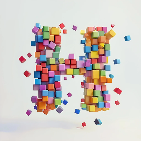 彩色立方体构建三维字母