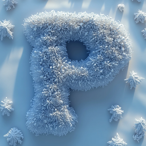 柔软雪花构成的字母