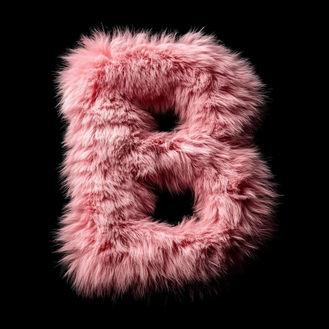 粉色绒毛字母黑色背景