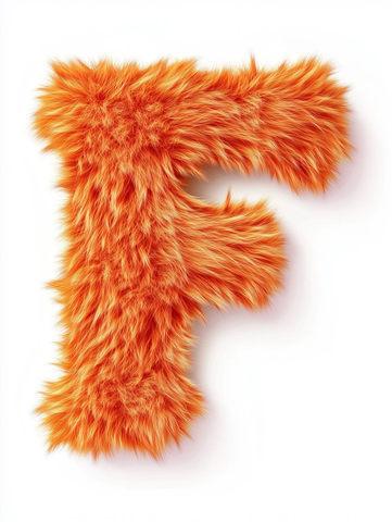 橙色绒毛字母纯白背景