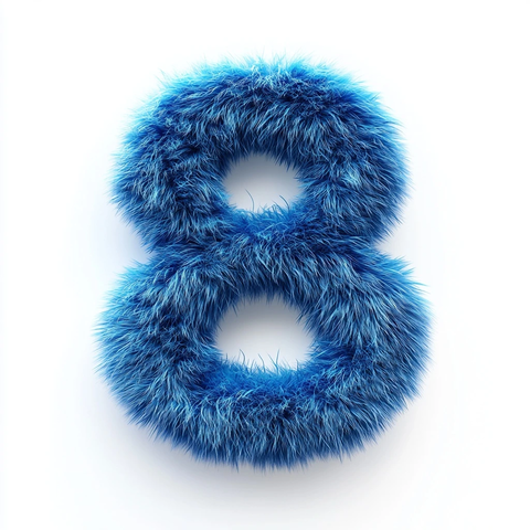 蓝色绒毛数字白色背景