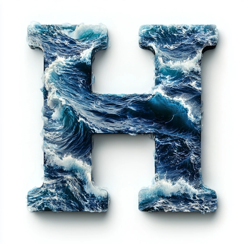 海浪字母双重曝光艺术