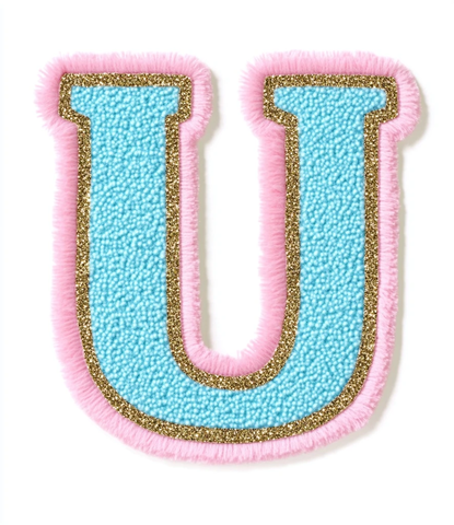 粉色陈尼尔字母贴布