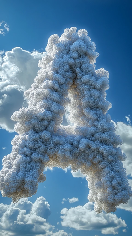 云中字母蓝空背景