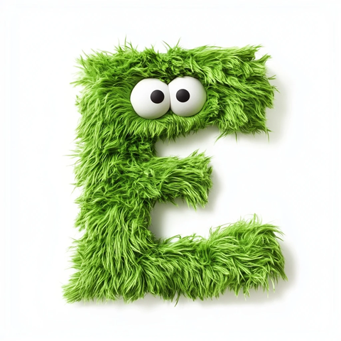 绿色毛绒芝麻街字母