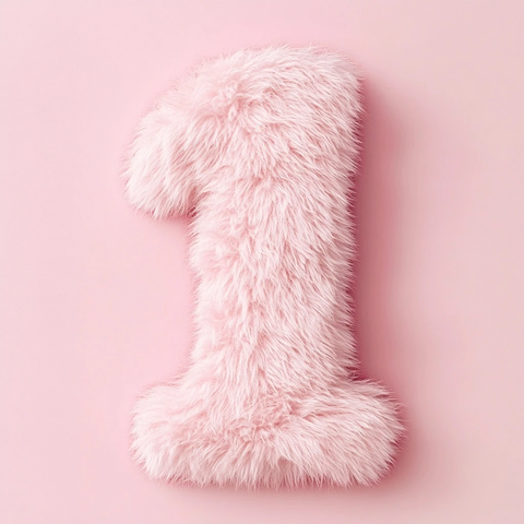 粉色绒毛数字贴纸