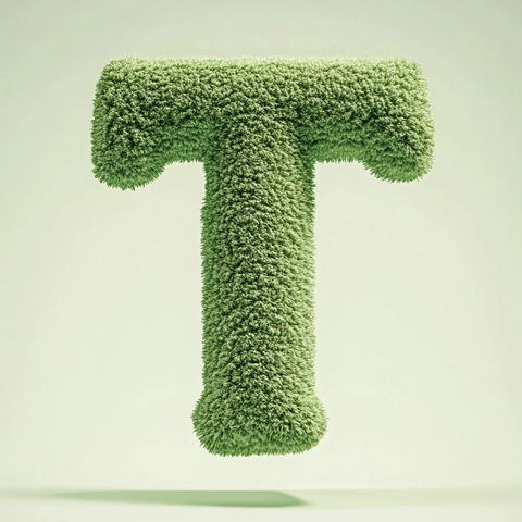 柔软布艺字母悬浮绿色背景