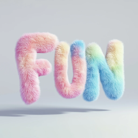 柔粉绒毛字母悬浮光影