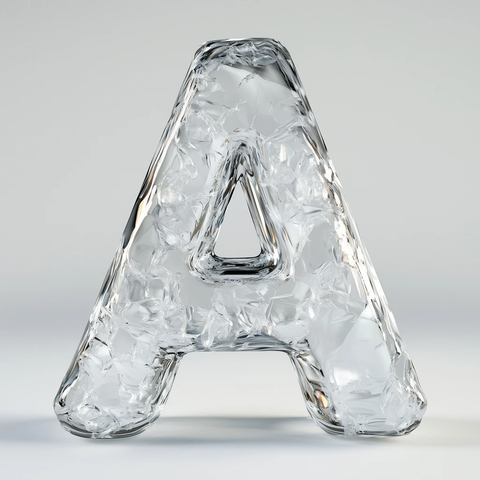 冰雕字母前视图白色背景