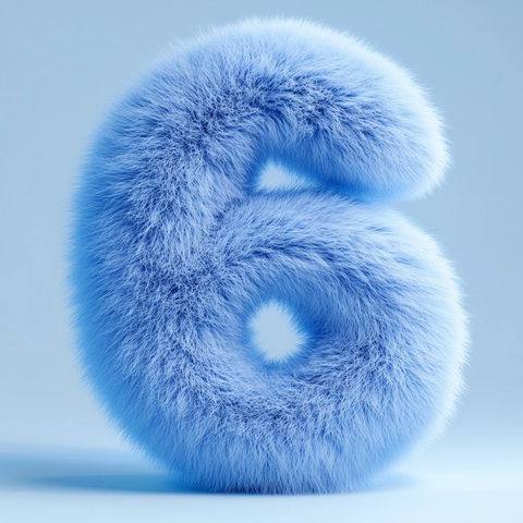 蓝色渐变毛绒数字