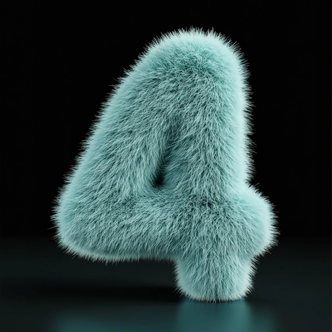 蓝色毛绒数字立体渲染