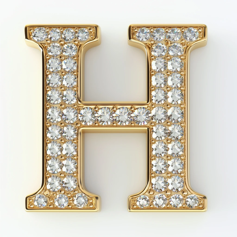 钻石镶嵌字母金色框架
