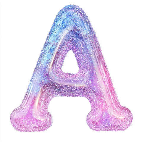 透明液体闪粉数字