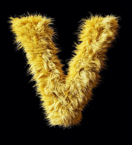 黄色羊毛字母黑色背景
