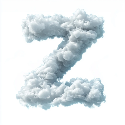 字母形状的蓬松云朵