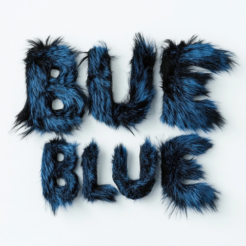 蓝色字体覆盖黑色绒毛
