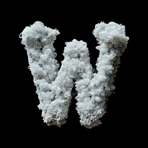 白色矿物字母形状设计