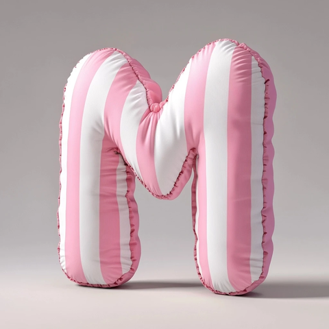 条纹字母抱枕特写