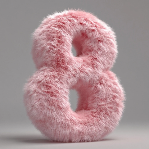 粉色绒毛数字立体造型