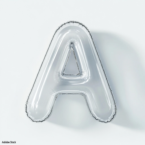 透明塑料字母漂浮阴影