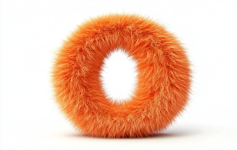 橙色毛球字母形状渲染