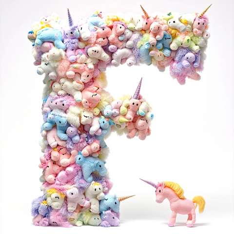 彩色独角兽玩具拼成字母