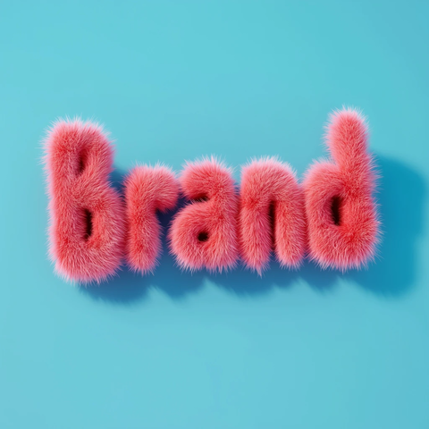 蓝色背景红色毛绒品牌文字