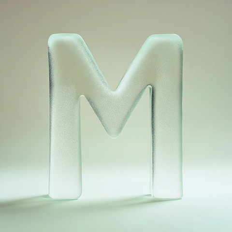 悬浮玻璃字母柔和光影