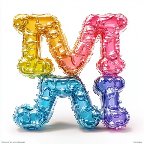 彩色泡泡字母排列