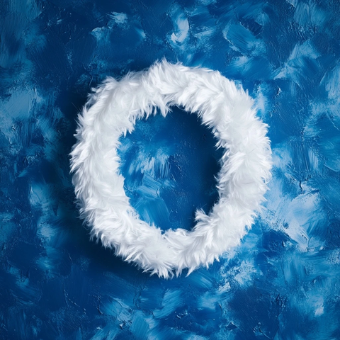 蓝色背景字母白色皮草