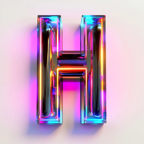 黑底白光字母叠加色彩