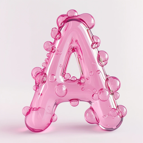 粉色果冻字母与水滴细节