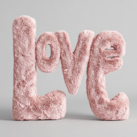 柔软粉色字母爱立体设计