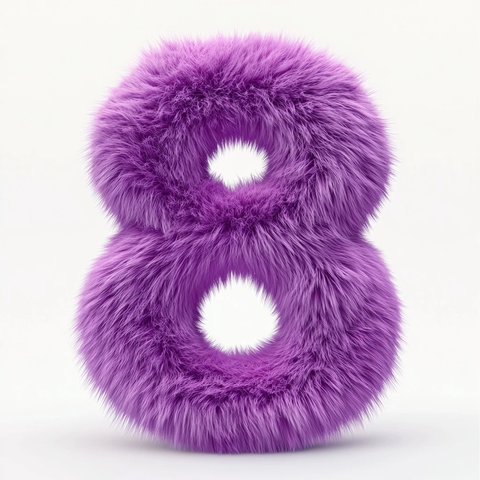 紫色绒毛立体数字玩偶