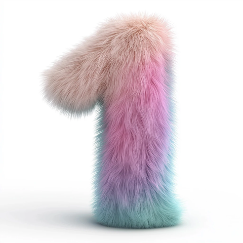 白色背景毛茸茸数字